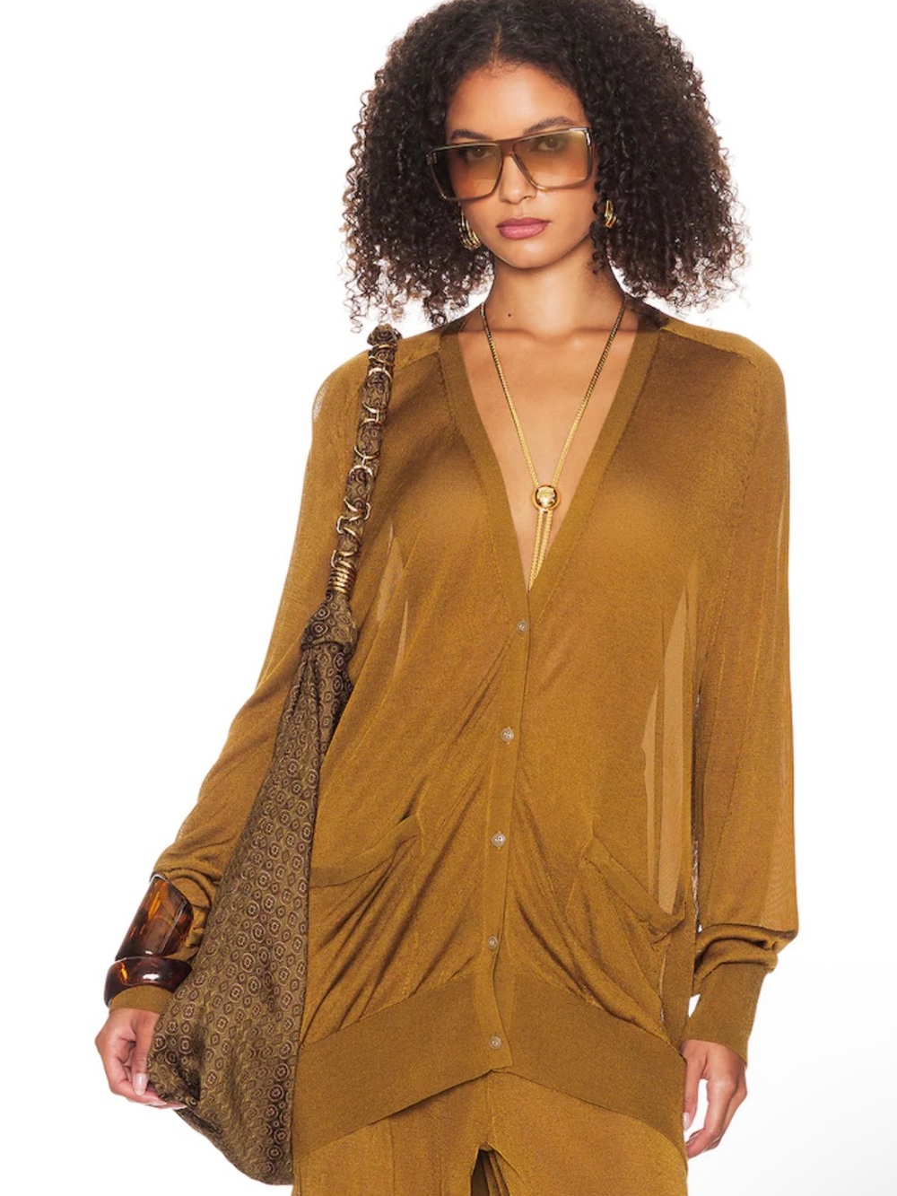 HELSA Arlena Cardigan in Olive Green Size S